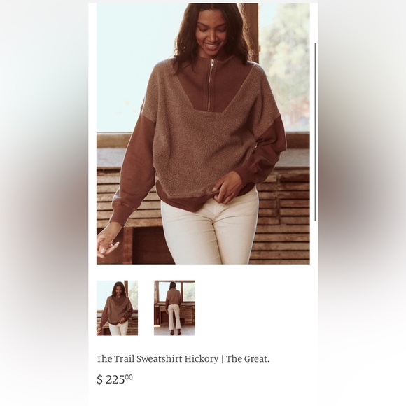 THE GREAT. Two-Tone Brown Half-Zip Sweater - Picture 2 of 6